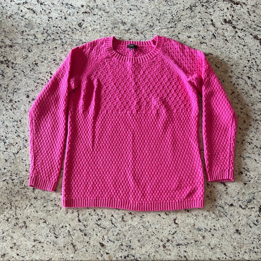 Talbots Petite Vibrant Pink Crew Neck Sweater